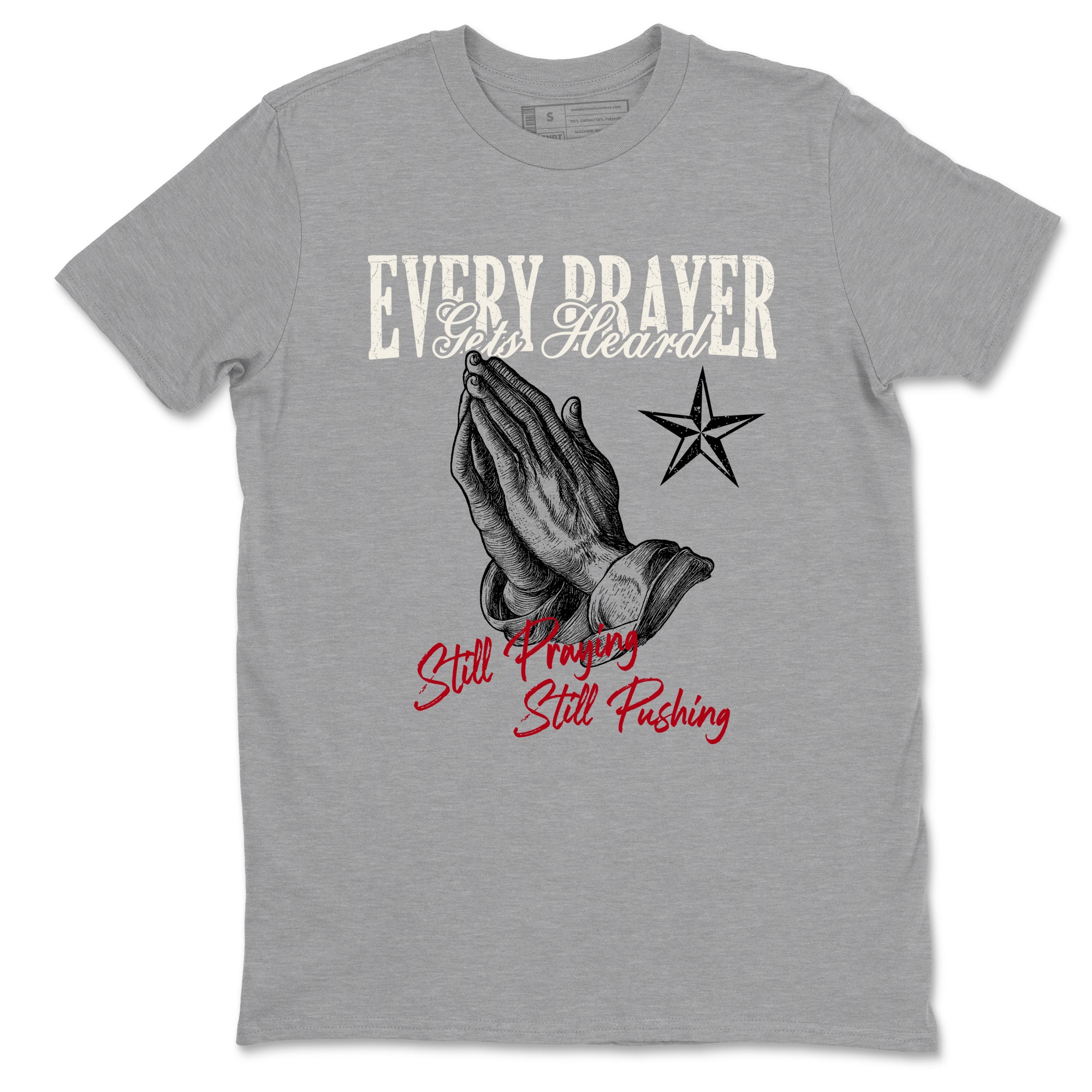 Sneaker match tees – Sneaker Tees To Match Air Jordan 4 Flight Club Shoes – Every Prayer Gets Heard Tee Heather Grey 2