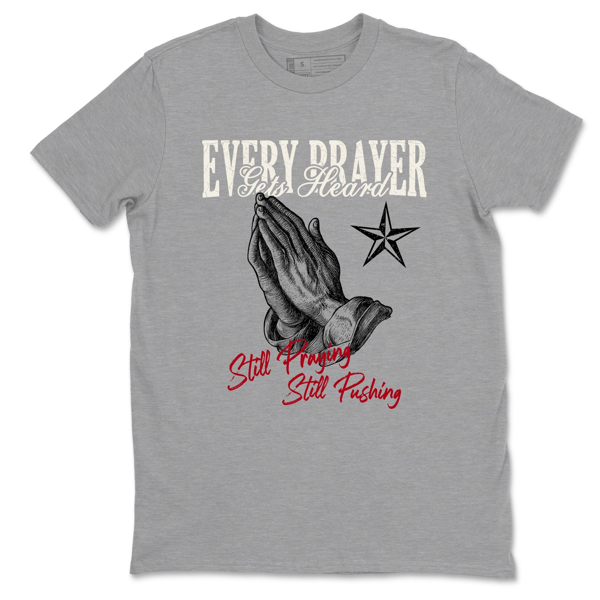 Sneaker match tees – Sneaker Tees To Match Air Jordan 4 Flight Club Shoes – Every Prayer Gets Heard Tee Heather Grey 2