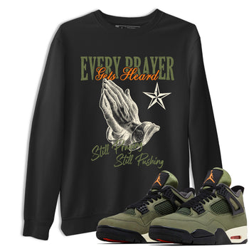Sneaker match tees – Sneaker Tees To Match Undefeated inspired colorways Air Jordan 4 OG Olive Shoes – Every Prayer Gets Heard Tee Black 1