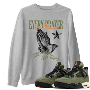 Sneaker match tees – Sneaker Tees To Match Undefeated inspired colorways Air Jordan 4 OG Olive Shoes – Every Prayer Gets Heard Tee Heather Grey 1