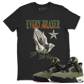 Sneaker match tees – Sneaker Tees To Match Undefeated inspired colorways Air Jordan 4 OG Olive Shoes – Every Prayer Gets Heard Tee Black 1