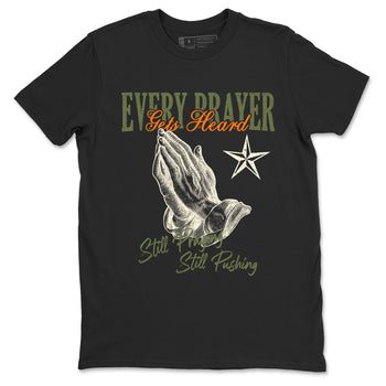 Sneaker match tees – Sneaker Tees To Match Undefeated inspired colorways Air Jordan 4 OG Olive Shoes – Every Prayer Gets Heard Tee Black 2