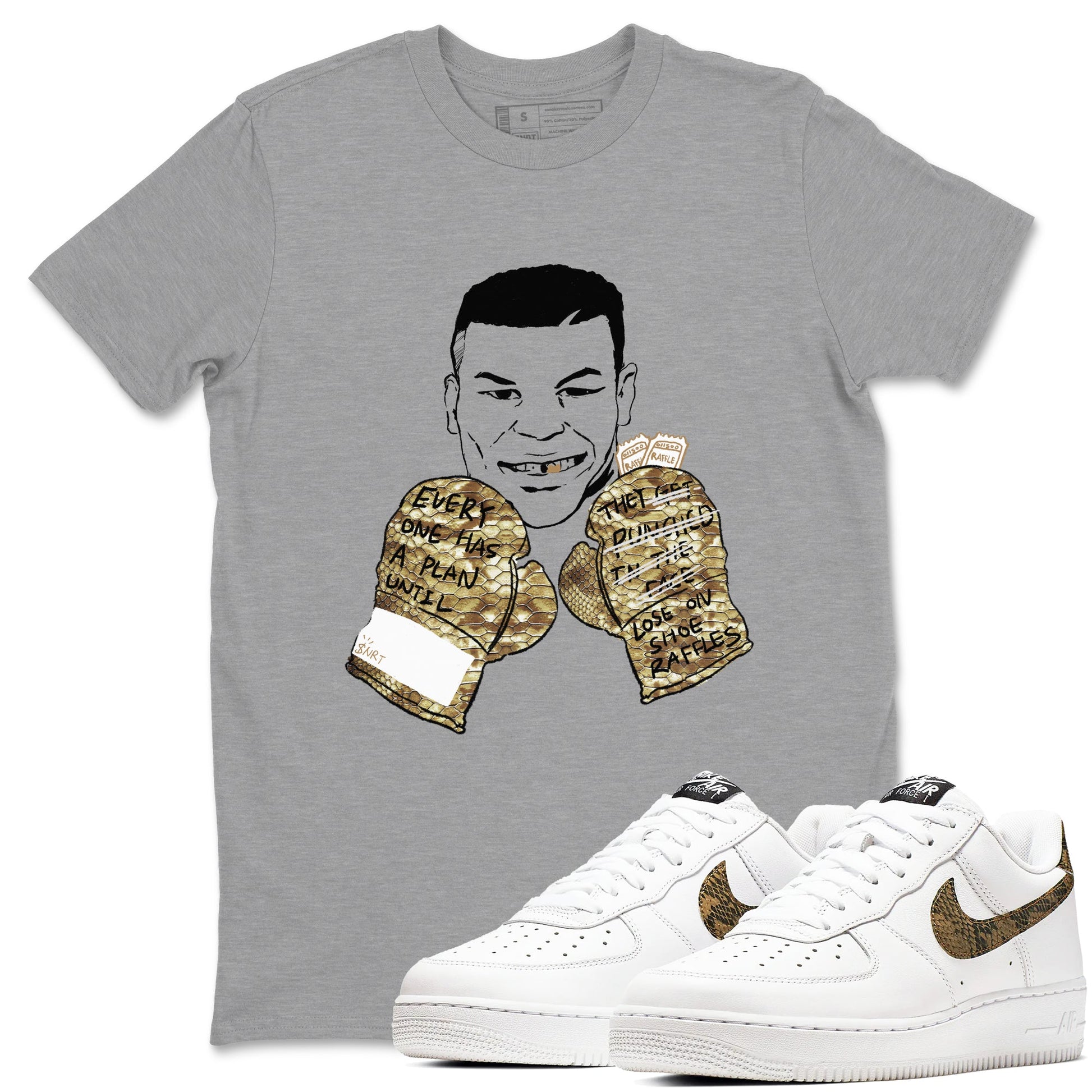 Air Force 1 Ivory Snake shirt to match jordans Everyone Has A Plan sneaker tees Air Force 1 Ivory Snake SNRT Sneaker Release Tees unisex cotton Heather Grey 1 crew neck shirt