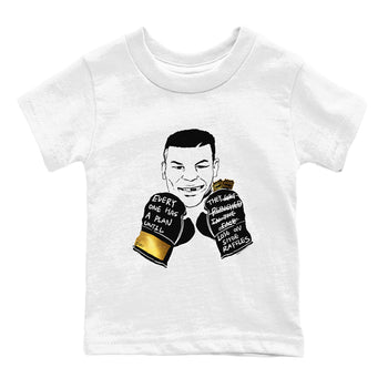 1s Black Metallic Gold shirts to match jordans Everyone Has A Plan sneaker match tees Jordan 1 High OG Black and Gold SNRT Sneaker Tees streetwear brand Baby and Youth White 2 cotton tee