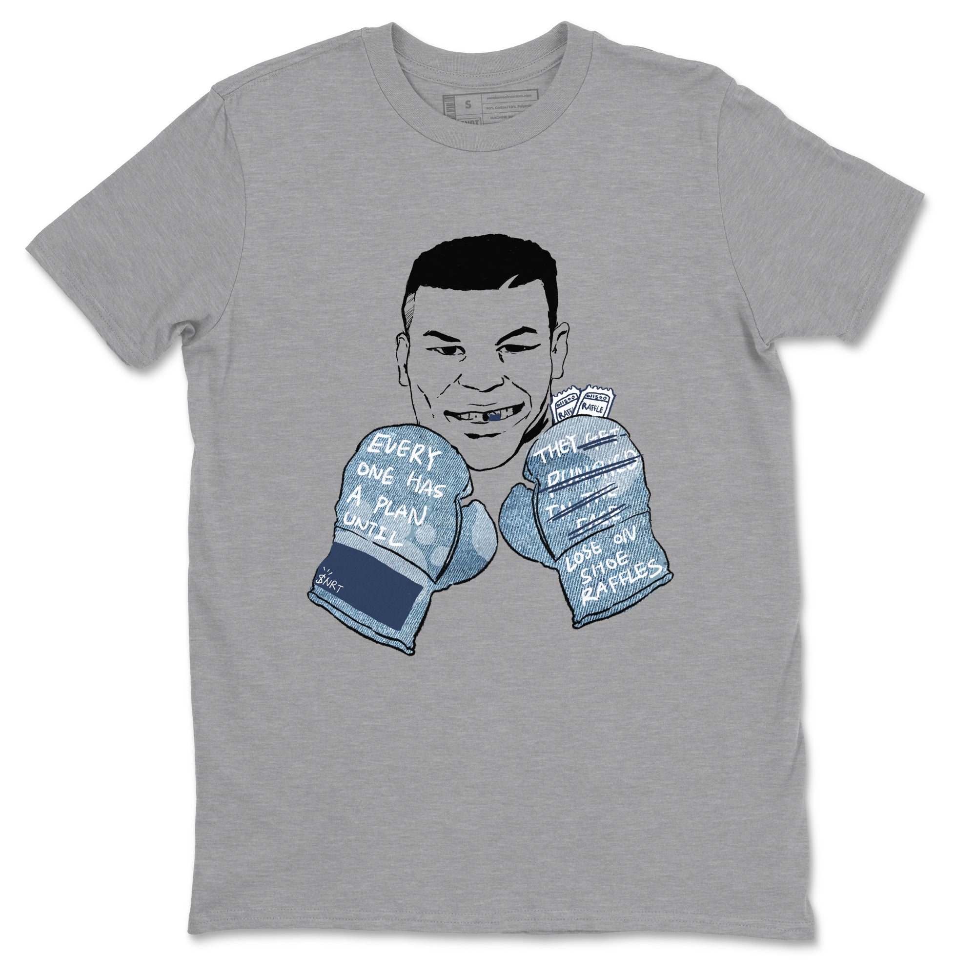 1s Denim shirts to match jordans Everyone Has A Plan sneaker match tees Air Jordan 1 Denim SNRT Sneaker Tees streetwear brand Heather Grey 2 unisex cotton tee