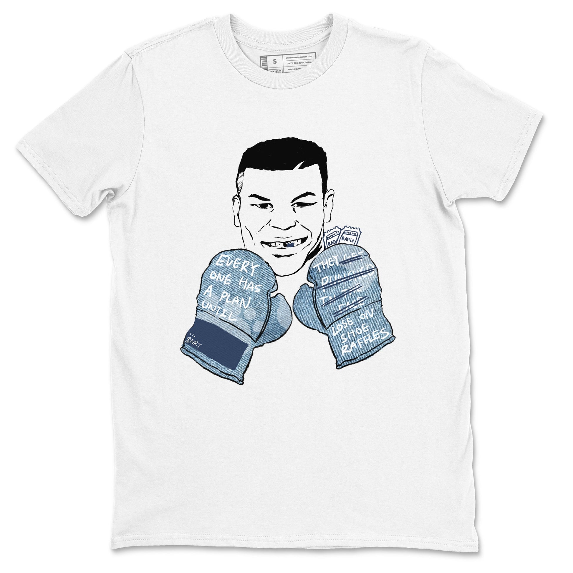 1s Denim shirts to match jordans Everyone Has A Plan sneaker match tees Air Jordan 1 Denim SNRT Sneaker Tees streetwear brand White 2 unisex cotton tee