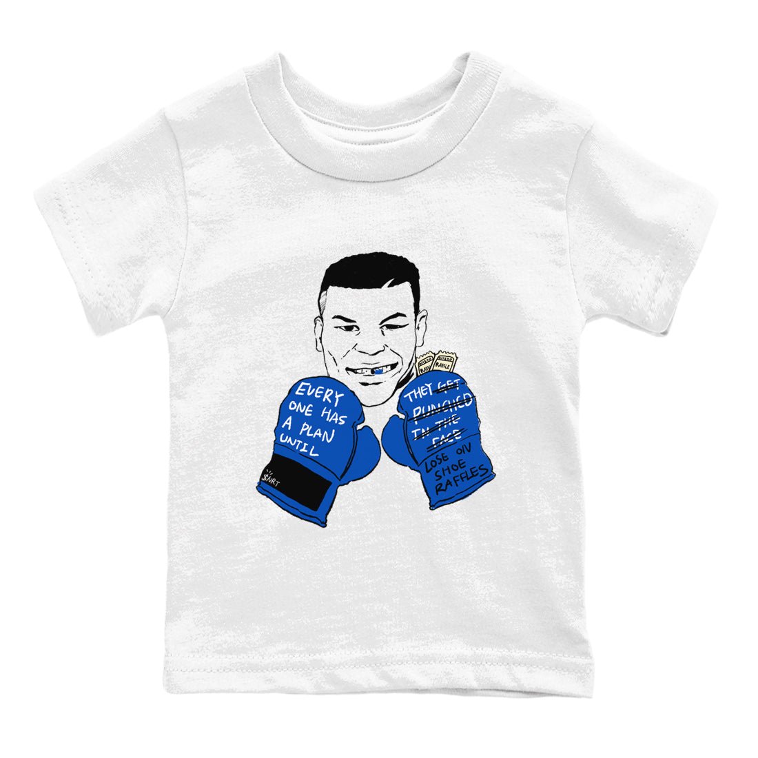 1s Game Royal shirts to match jordans Everyone Has A Plan sneaker match tees Air Jordan 1 Retro Low OG Game Royal match shoes to clothes SNRT Sneaker Tees Youth Baby White 2 tee