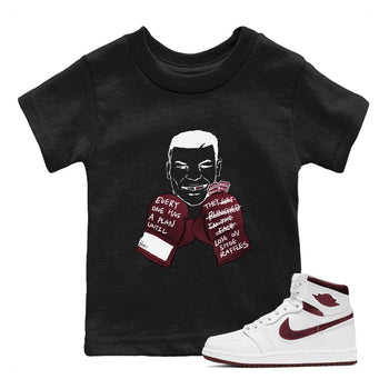 1s Metalic Burgundy shirt to match jordans Everyone Has A Plan sneaker tees Air Jordan 1 Metalic Burgundy SNRT sneaker release tees baby toddler Black 1 cotton Shirt