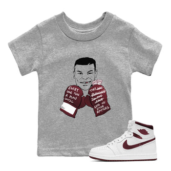 1s Metalic Burgundy shirt to match jordans Everyone Has A Plan sneaker tees Air Jordan 1 Metalic Burgundy SNRT sneaker release tees baby toddler Heather Grey 1 cotton Shirt