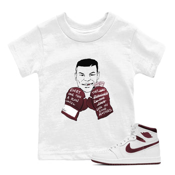 1s Metalic Burgundy shirt to match jordans Everyone Has A Plan sneaker tees Air Jordan 1 Metalic Burgundy SNRT sneaker release tees baby toddler White 1 cotton Shirt
