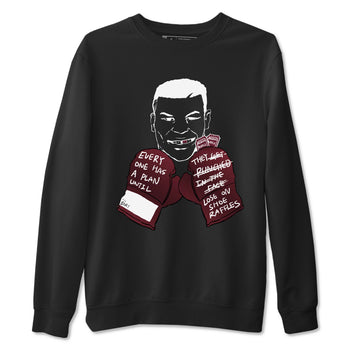 1s Metalic Burgundy shirt to match jordans Everyone Has A Plan sneaker tees Air Jordan 1 Metalic Burgundy SNRT Sneaker Release Tees unisex cotton Black 2 crew neck shirt