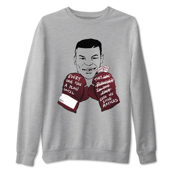 1s Metalic Burgundy shirt to match jordans Everyone Has A Plan sneaker tees Air Jordan 1 Metalic Burgundy SNRT Sneaker Release Tees unisex cotton Heather Grey 2 crew neck shirt