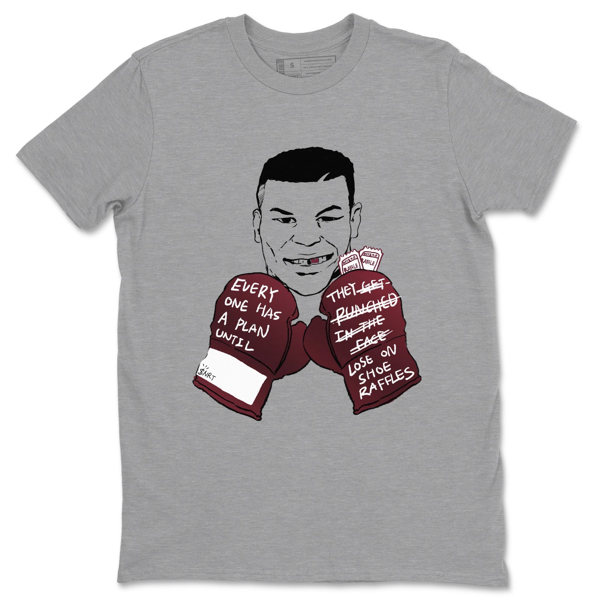 1s Metalic Burgundy shirt to match jordans Everyone Has A Plan sneaker tees Air Jordan 1 Metalic Burgundy SNRT Sneaker Release Tees unisex cotton Heather Grey 2 crew neck shirt