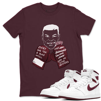 1s Metalic Burgundy shirt to match jordans Everyone Has A Plan sneaker tees Air Jordan 1 Metalic Burgundy SNRT Sneaker Release Tees unisex cotton Maroon 1 crew neck shirt