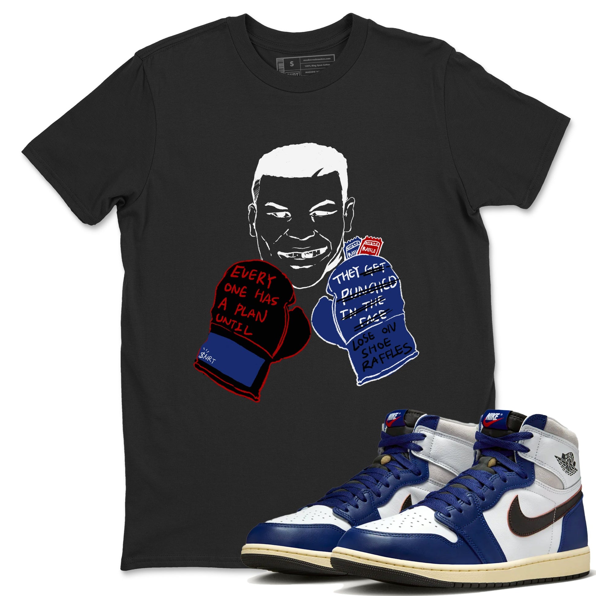 1s Rare Air shirts to match jordans Everyone Has A Plan sneaker match tees Air Jordan 1 High OG Rare Air Deep Royal Blue match shoes to clothes SNRT Sneaker Tees unisex cotton Black 1 shirts