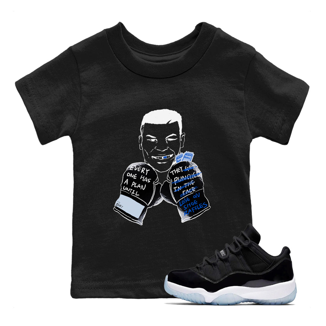 11s Low Space shirt to match jordans Everyone Has A Plan sneaker tees Air Jordan 11 Black/Varsity Royal SNRT sneaker release tees baby toddler Black 1 cotton Shirt