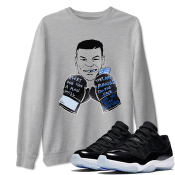 11s Low Space shirt to match jordans Everyone Has A Plan sneaker tees Air Jordan 11 Black/Varsity Royal SNRT Sneaker Release Tees unisex cotton Heather Grey 1 crew neck shirt