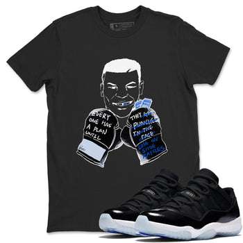 11s Low Space shirt to match jordans Everyone Has A Plan sneaker tees Air Jordan 11 Black/Varsity Royal SNRT Sneaker Release Tees unisex cotton Black 1 crew neck shirt