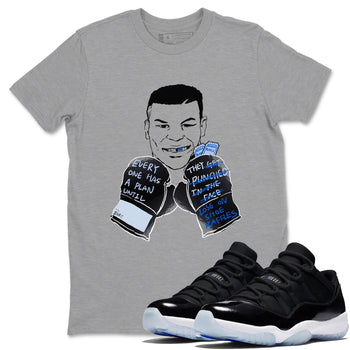 11s Low Space shirt to match jordans Everyone Has A Plan sneaker tees Air Jordan 11 Black/Varsity Royal SNRT Sneaker Release Tees unisex cotton Heather Grey 1 crew neck shirt