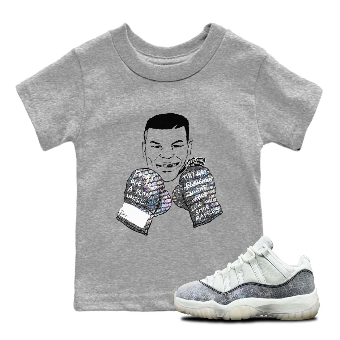 11s Year Of The Snake shirts to match jordans  Everyone Has A Plan shirts to match jordans Air Jordan 11 Retro Low Year Of The Snake match shoes to clothes SNRT Sneaker Tees Youth Baby Heather Grey 1 tee