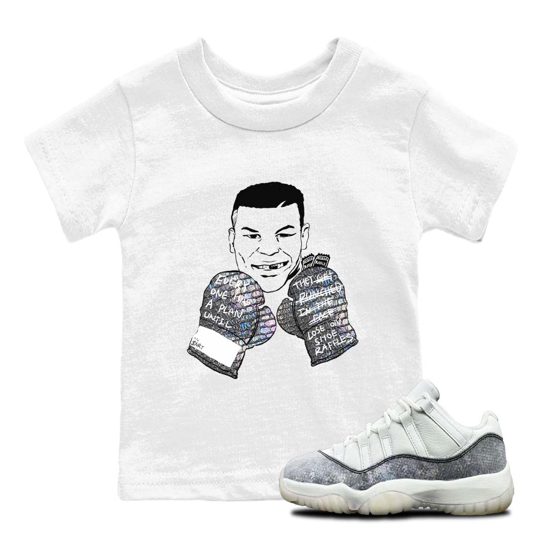 11s Year Of The Snake shirts to match jordans  Everyone Has A Plan shirts to match jordans Air Jordan 11 Retro Low Year Of The Snake match shoes to clothes SNRT Sneaker Tees Youth Baby White 1 tee