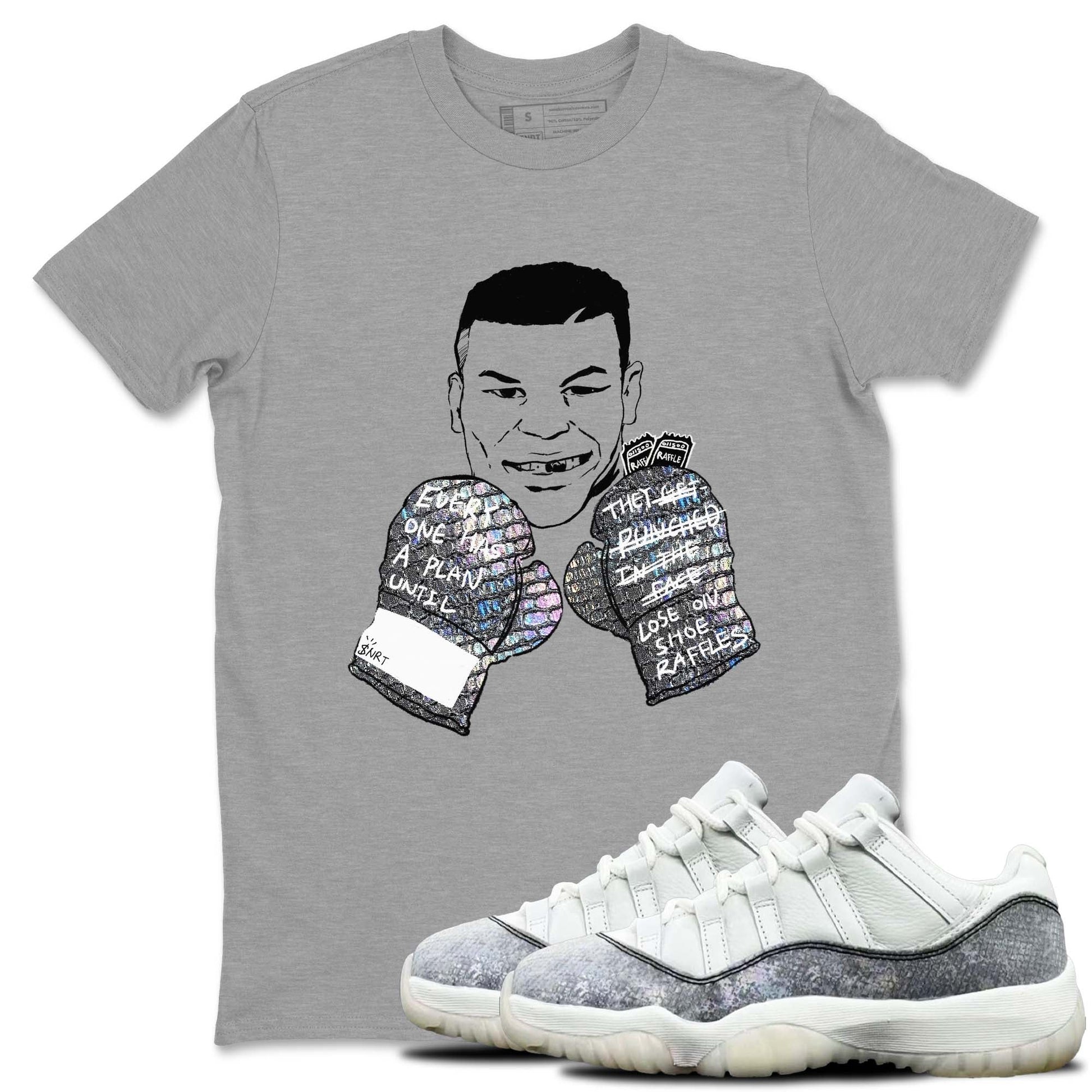 11s Year Of The Snake shirts to match jordans  Everyone Has A Plan shirts to match jordans Air Jordan 11 Retro Low Year Of The Snake match shoes to clothes SNRT Sneaker Tees unisex cotton Heather Grey 1 shirts