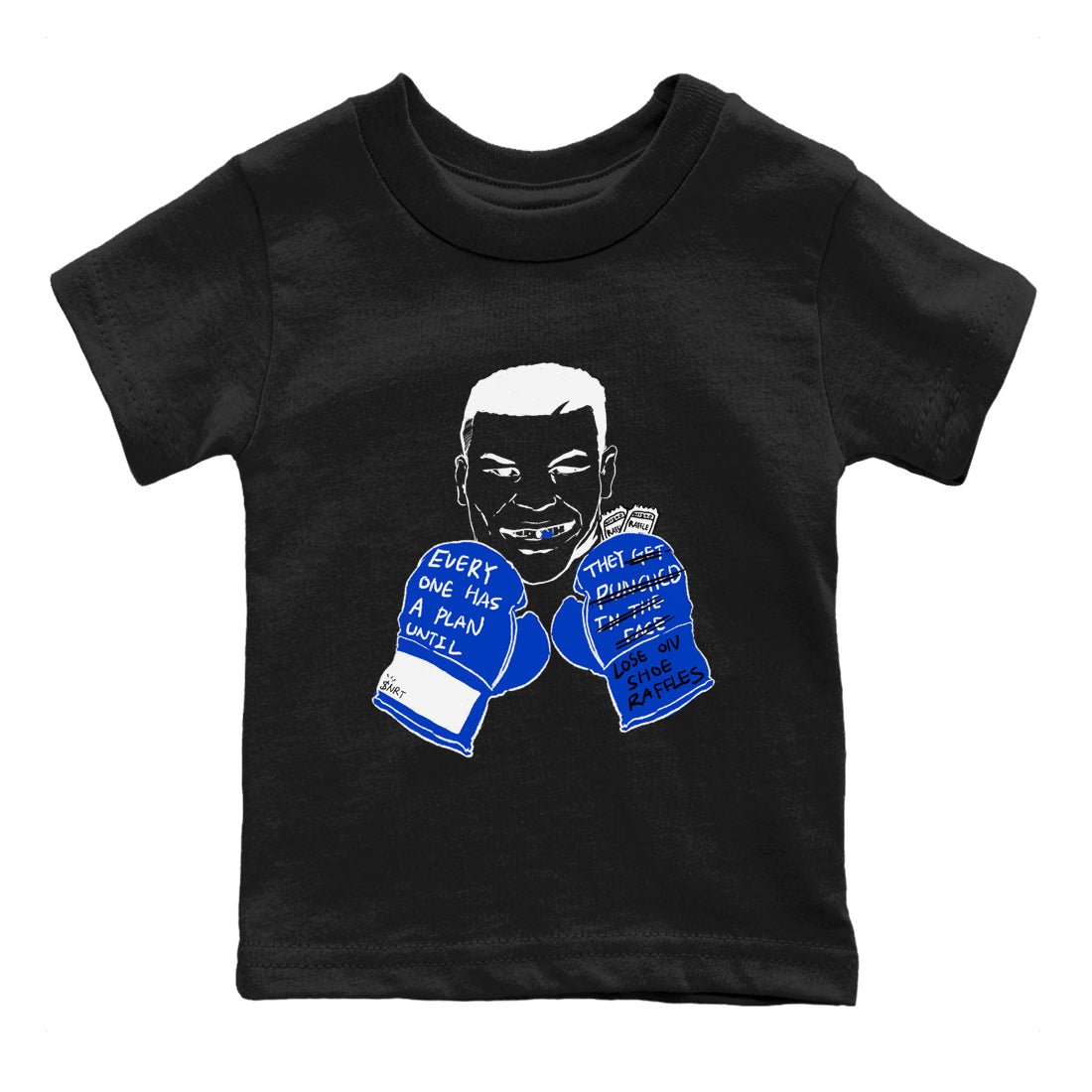 12s Blueberry shirts to match jordans Everyone Has A Plan best t shirts to wear with jordans AJ12 White & Game Royal match shoes to clothes SNRT Sneaker Tees Youth Baby Black 2 tee