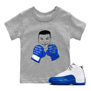 12s Blueberry shirts to match jordans Everyone Has A Plan best t shirts to wear with jordans AJ12 White & Game Royal match shoes to clothes SNRT Sneaker Tees Youth Baby Heather Grey 1 tee