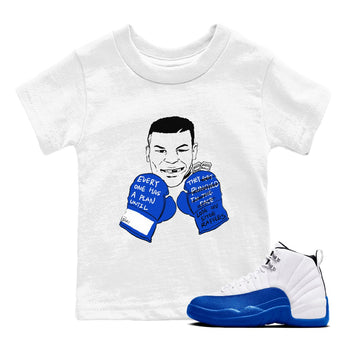 12s Blueberry shirts to match jordans Everyone Has A Plan best t shirts to wear with jordans AJ12 White & Game Royal match shoes to clothes SNRT Sneaker Tees Youth Baby White 1 tee