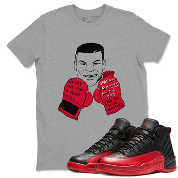 12s Flu Game shirts to match jordans Everyone Has A Plan sneaker match tees Air Jordan 12 Retro Flu Game match shoes to clothes SNRT Sneaker Tees unisex cotton Heather Grey 1 shirts