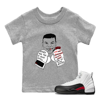 AJ12 Taxi Flip shirt to match jordans Everyone Has A Plan sneaker tees Air Jordan 12 Taxi Flip SNRT sneaker release tees baby toddler Heather Grey 1 cotton Shirt
