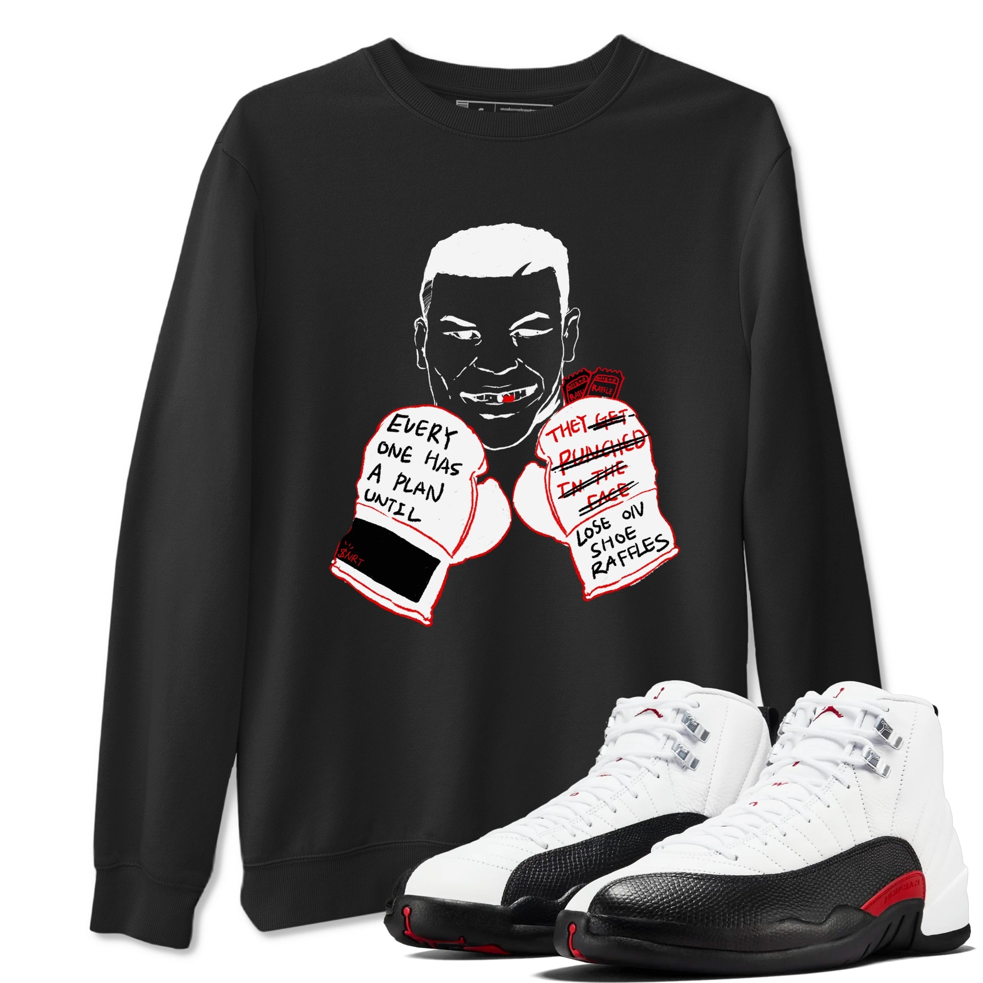 AJ12 Taxi Flip shirt to match jordans Everyone Has A Plan sneaker tees Air Jordan 12 Taxi Flip SNRT Sneaker Release Tees unisex cotton Black 1 crew neck shirt
