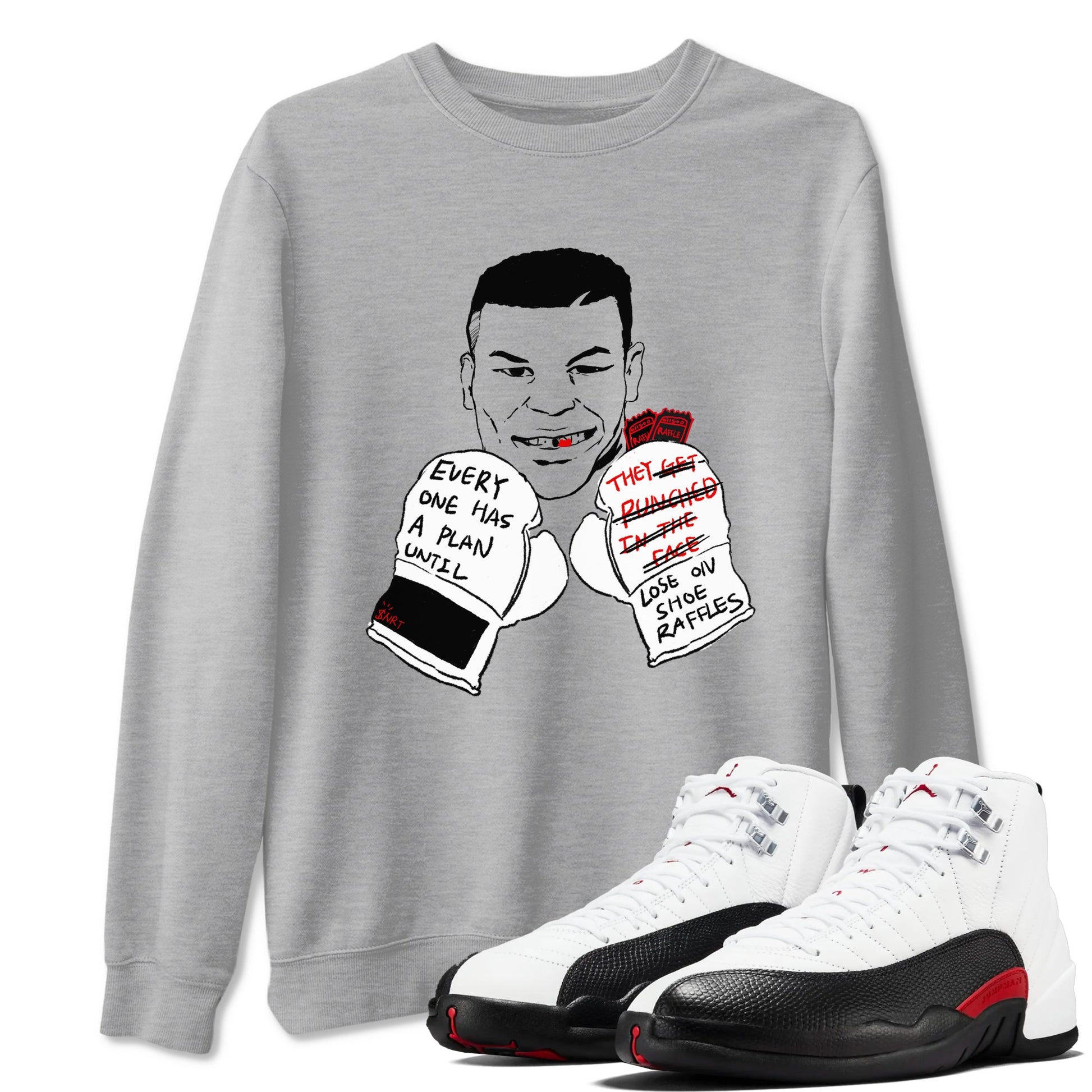 AJ12 Taxi Flip shirt to match jordans Everyone Has A Plan sneaker tees Air Jordan 12 Taxi Flip SNRT Sneaker Release Tees unisex cotton Heather Grey 1 crew neck shirt
