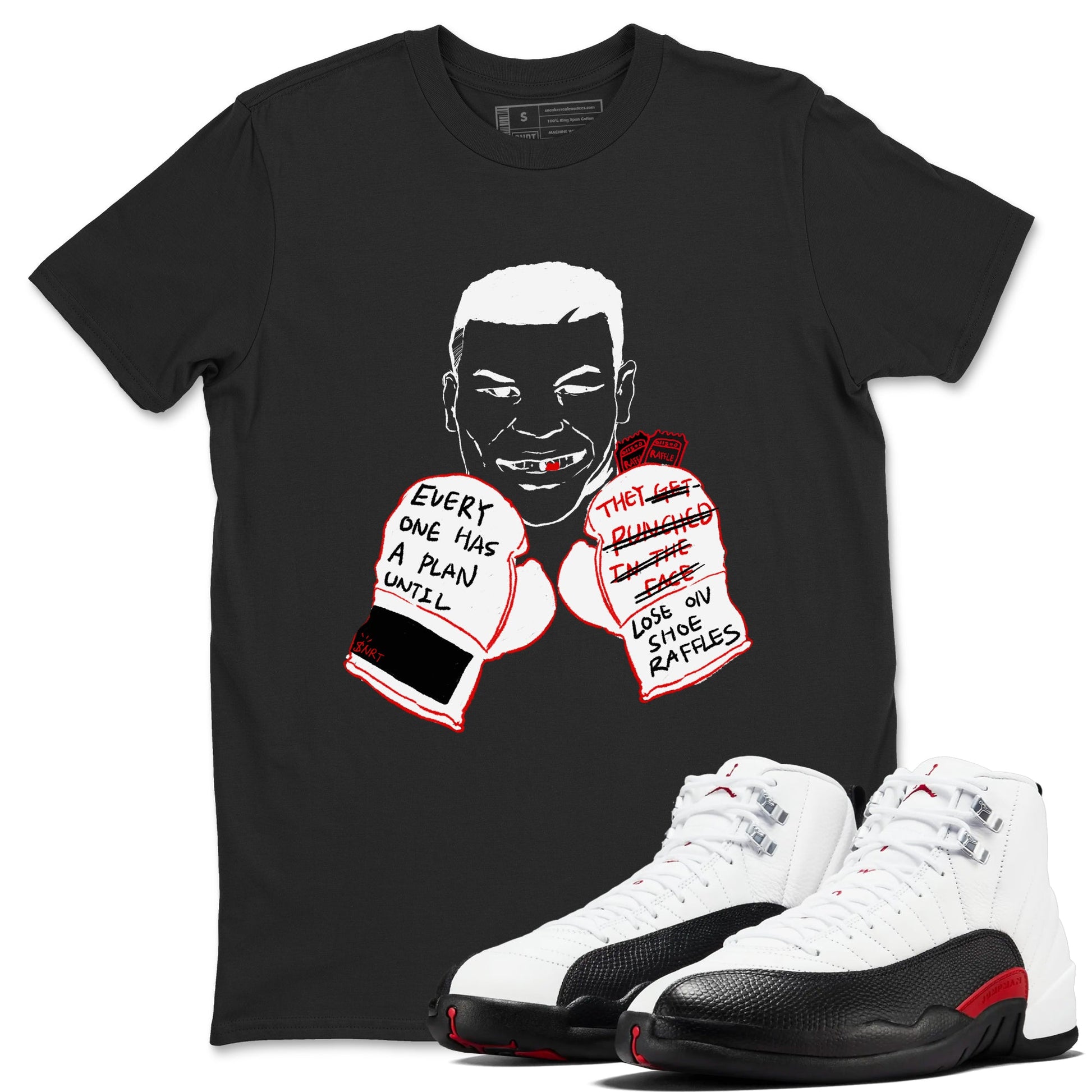 AJ12 Taxi Flip shirt to match jordans Everyone Has A Plan sneaker tees Air Jordan 12 Taxi Flip SNRT Sneaker Release Tees unisex cotton Black 1 crew neck shirt