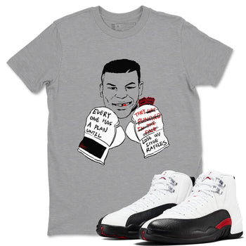 AJ12 Taxi Flip shirt to match jordans Everyone Has A Plan sneaker tees Air Jordan 12 Taxi Flip SNRT Sneaker Release Tees unisex cotton Heather Grey 1 crew neck shirt