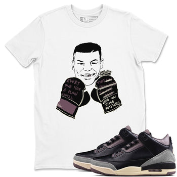 3s A Ma Maniere x Black shirts to match jordans Everyone Has A Plan sneaker match tees A Ma Maniere x Air Jordan 3 “Black” SNRT Sneaker Tees streetwear brand White 1 unisex cotton tee