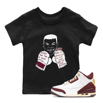 AJ3 A Ma Maniere x Burgundy Crush shirts to match jordans Everyone Has A Plan sneaker match tees A Ma Maniére x Air Jordan 3 "Burgundy Crush" SNRT Sneaker Tees streetwear brand Baby and Youth Black 1 cotton tee