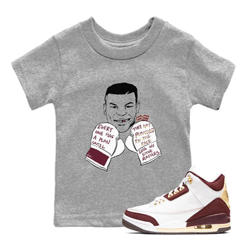 AJ3 A Ma Maniere x Burgundy Crush shirts to match jordans Everyone Has A Plan sneaker match tees A Ma Maniére x Air Jordan 3 "Burgundy Crush" SNRT Sneaker Tees streetwear brand Baby and Youth Heather Grey 1 cotton tee