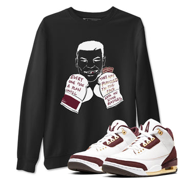 AJ3 A Ma Maniere x Burgundy Crush shirts to match jordans Everyone Has A Plan sneaker match tees A Ma Maniére x Air Jordan 3 "Burgundy Crush" SNRT Sneaker Tees streetwear brand Black 1 unisex cotton tee