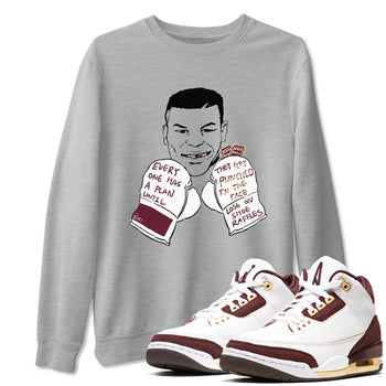AJ3 A Ma Maniere x Burgundy Crush shirts to match jordans Everyone Has A Plan sneaker match tees A Ma Maniére x Air Jordan 3 "Burgundy Crush" SNRT Sneaker Tees streetwear brand Heather Grey 1 unisex cotton tee