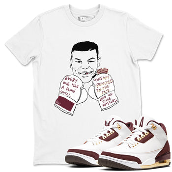 AJ3 A Ma Maniere x Burgundy Crush shirts to match jordans Everyone Has A Plan sneaker match tees A Ma Maniére x Air Jordan 3 "Burgundy Crush" SNRT Sneaker Tees streetwear brand White 1 unisex cotton tee