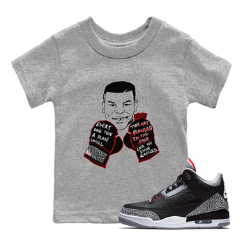 3s Black Cement shirts to match jordans Everyone Has A Plan sneaker match tees Air Jordan 3 Black Cement match shoes to clothes SNRT Sneaker Tees Youth Baby Heather Grey 1 tee