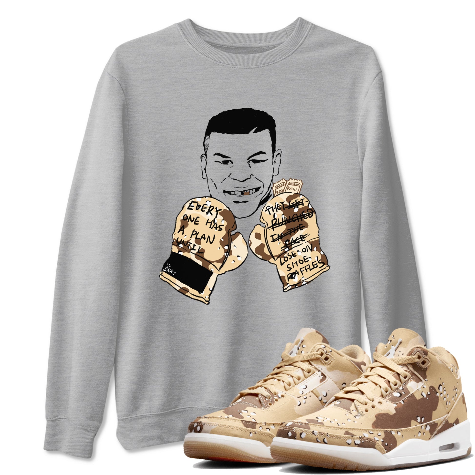 WNBA x Air Jordan 3 “Desert Camo” shirts to match jordans Everyone Has A Plan sneaker match tees Air Jordan 3 Desert Camo SNRT Sneaker Release Tees Clothing Sneakerhead ShirtsHeather Grey 1 unisex cotton tee