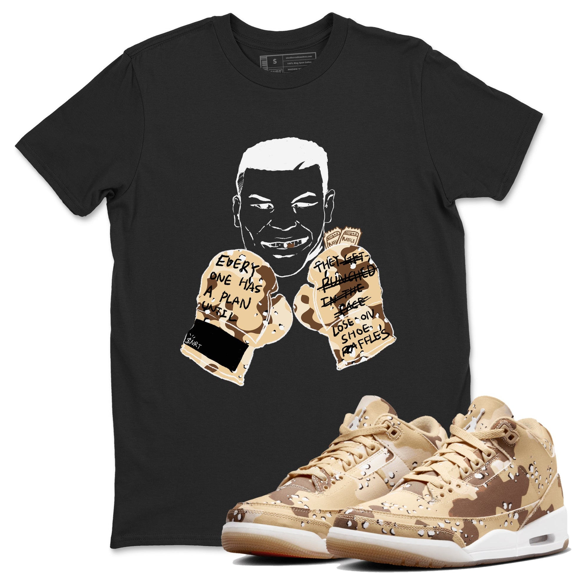 WNBA x Air Jordan 3 “Desert Camo” shirts to match jordans Everyone Has A Plan sneaker match tees Air Jordan 3 Desert Camo SNRT Sneaker Release Tees Clothing Sneakerhead ShirtsBlack 1 unisex cotton tee