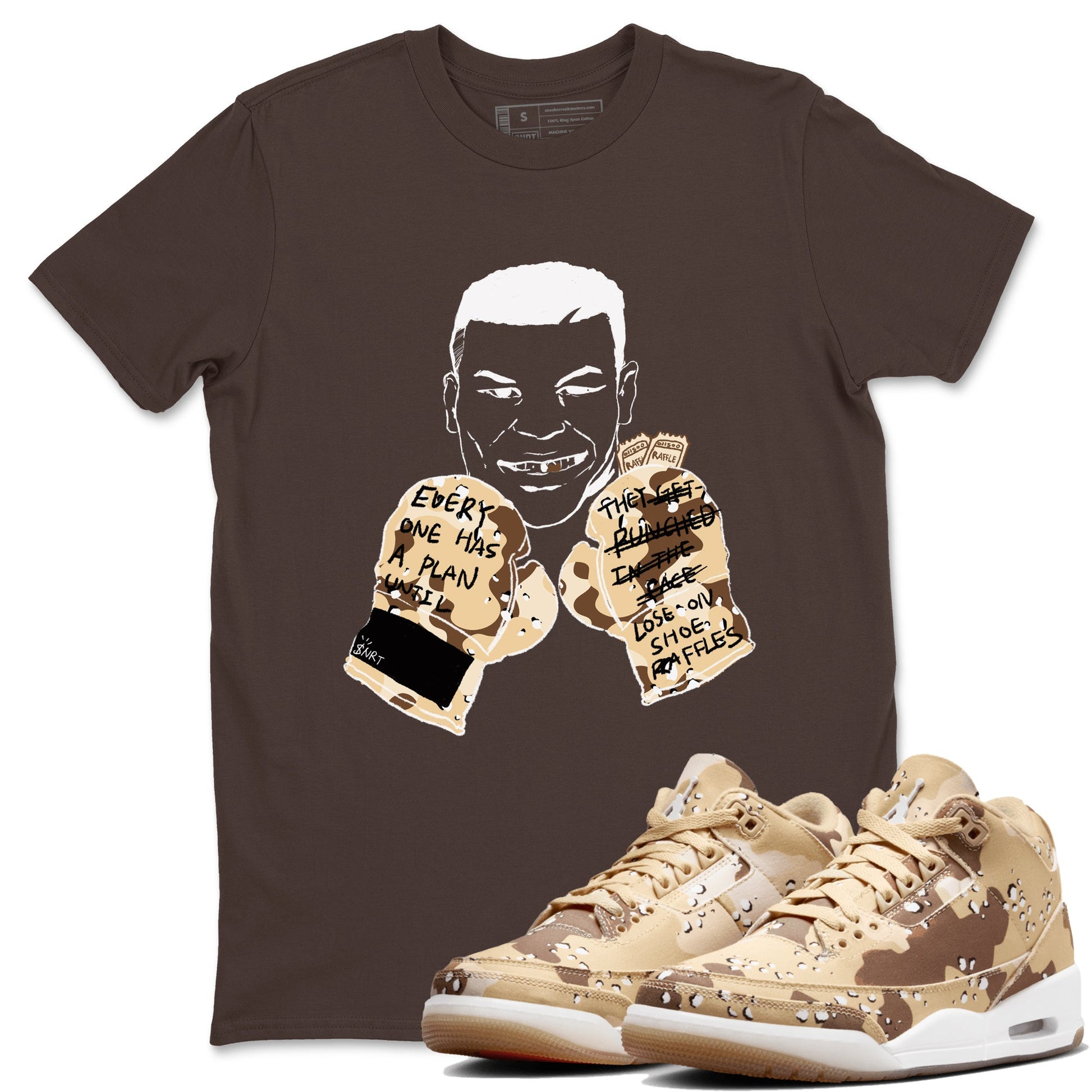 WNBA x Air Jordan 3 “Desert Camo” shirts to match jordans Everyone Has A Plan sneaker match tees Air Jordan 3 Desert Camo SNRT Sneaker Release Tees Clothing Sneakerhead ShirtsDark Chocolate 1 unisex cotton tee
