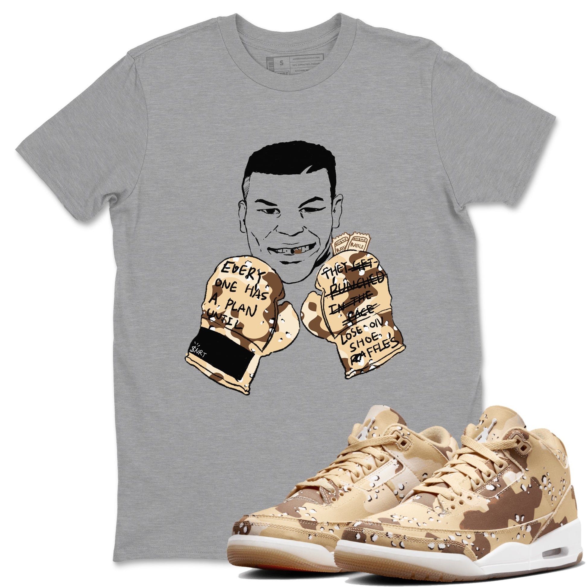 WNBA x Air Jordan 3 “Desert Camo” shirts to match jordans Everyone Has A Plan sneaker match tees Air Jordan 3 Desert Camo SNRT Sneaker Release Tees Clothing Sneakerhead ShirtsHeather Grey 1 unisex cotton tee