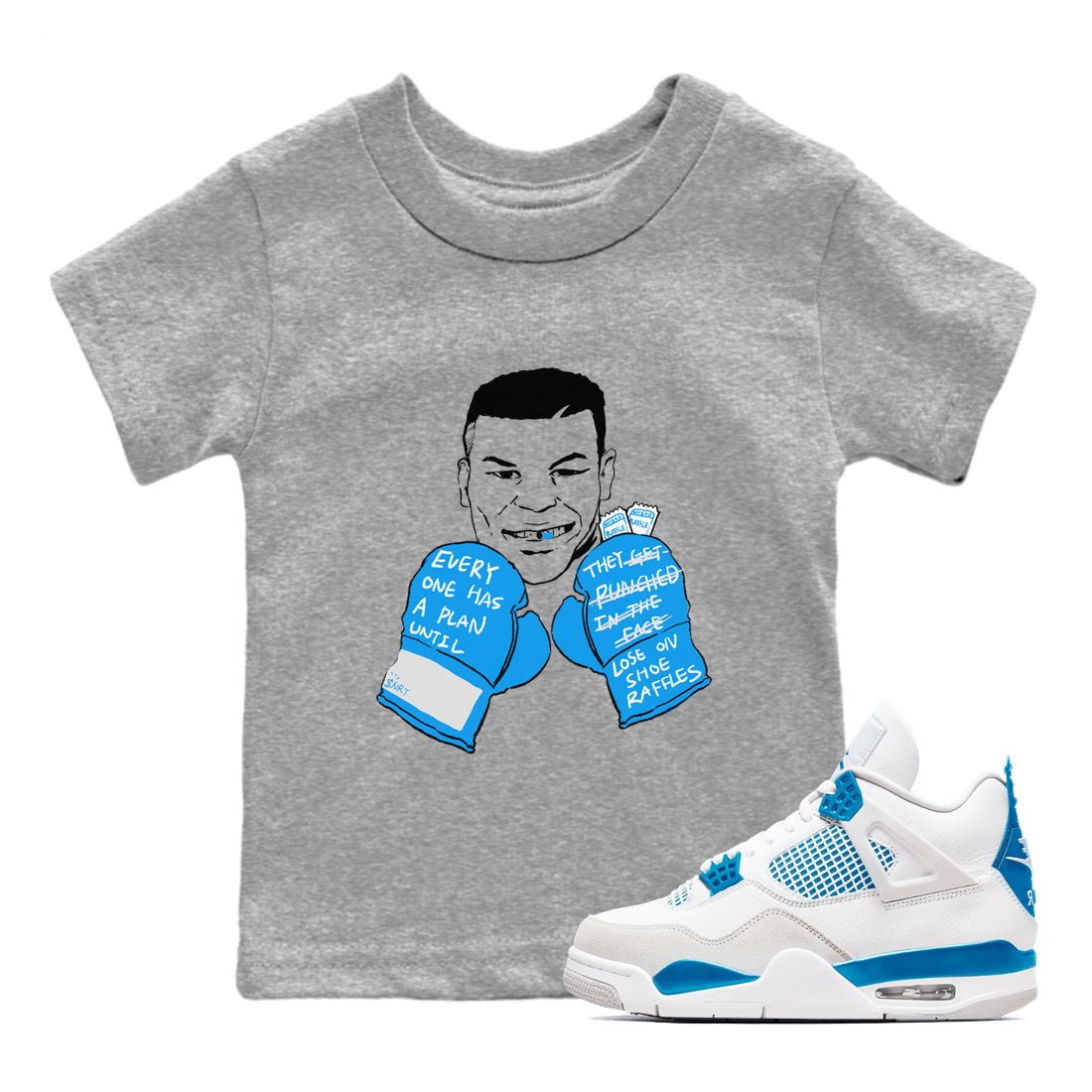 Air Jordan 4 industrial blue shirt to match jordans Everyone Has A Plan sneaker tees AJ4 Industrial Blue SNRT sneaker release tees baby toddler Heather Grey 1 cotton Shirt