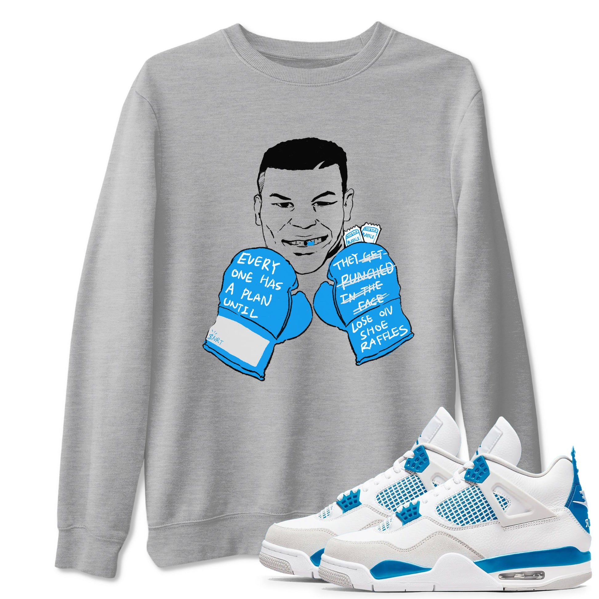 Air Jordan 4 industrial blue shirt to match jordans Everyone Has A Plan sneaker tees AJ4 Industrial Blue SNRT sneaker Release Tees unisex cotton Heather Grey 1 crew neck shirt