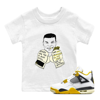 AJ4 Vivid Sulfur shirt to match jordans Everyone Has A Plan sneaker tees Air Jordan 4 Vivid Sulfur SNRT sneaker release tees baby toddler White 1 cotton Shirt