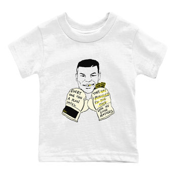 AJ4 Vivid Sulfur shirt to match jordans Everyone Has A Plan sneaker tees Air Jordan 4 Vivid Sulfur SNRT sneaker release tees baby toddler White 2 cotton Shirt